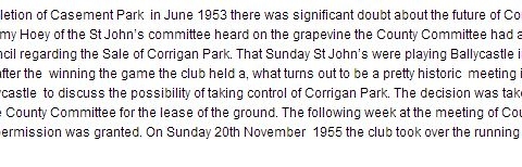 John’s History of Corrigan Park