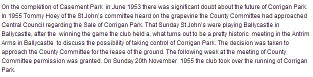 John’s History of Corrigan Park