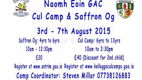 Naomh Eoin Cul Camp 2015