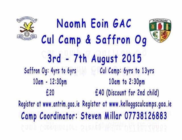 Naomh Eoin Cul Camp 2015