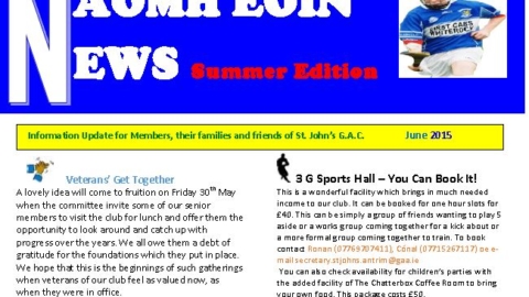 Naomh Eoin News – Summer edition now available